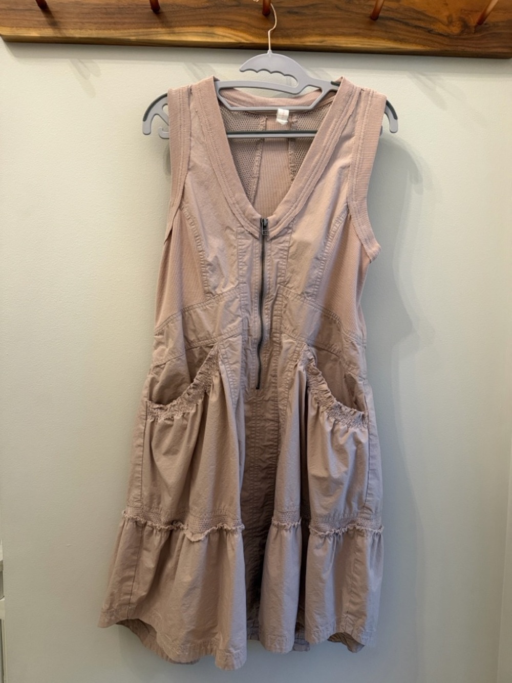 Anthropology Active Sleeveless Mini Dress with Front Zip in Dusty Pink